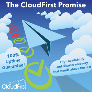 The CloudFirst Promise. 100% uptime guarantee! High availability and disaster recovery that stands above the rest.